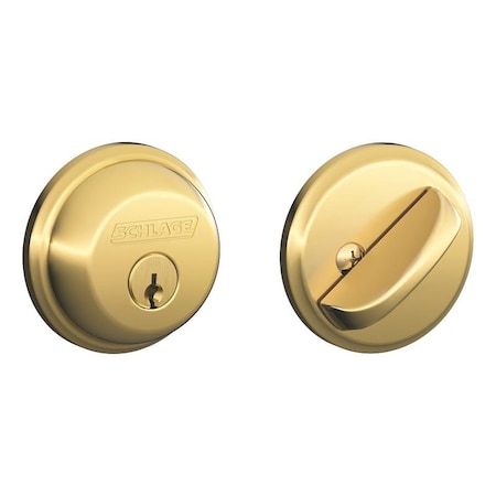 B60NV505KA4 Deadbolt, Light Brass, 238 X 234 In Backset, C Keyway